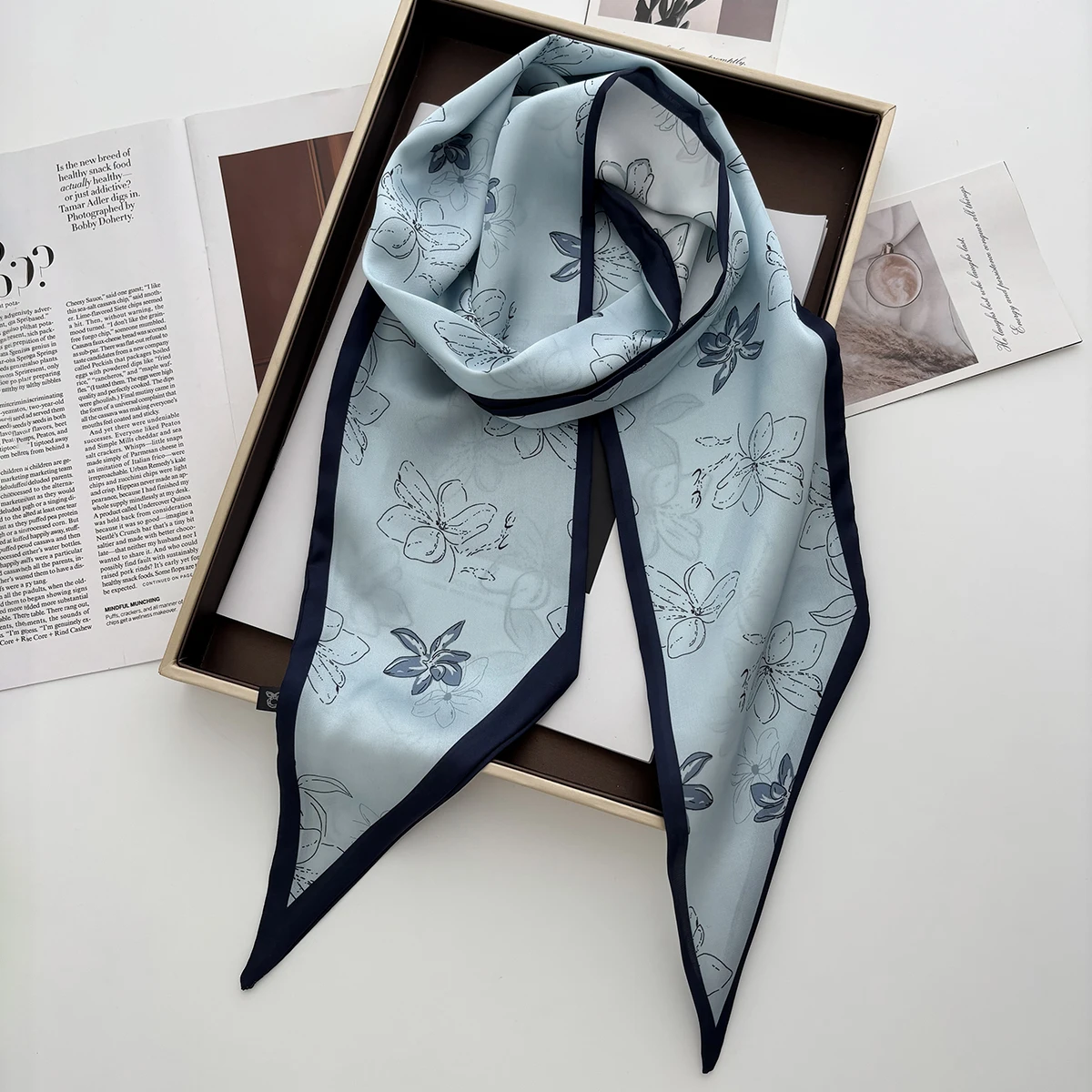 1pc Neue Mode Druck Haar Band Langen Schal Für Frauen Krawatte Tasche Dünne Halstuch Damen Floral Stirnbänder – Detail 30
