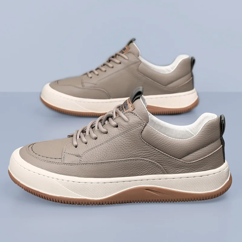 Top layer cowhide 2025 new men's casual shoes thick soled men's versatile men's shoes genuine leather breathable shoes