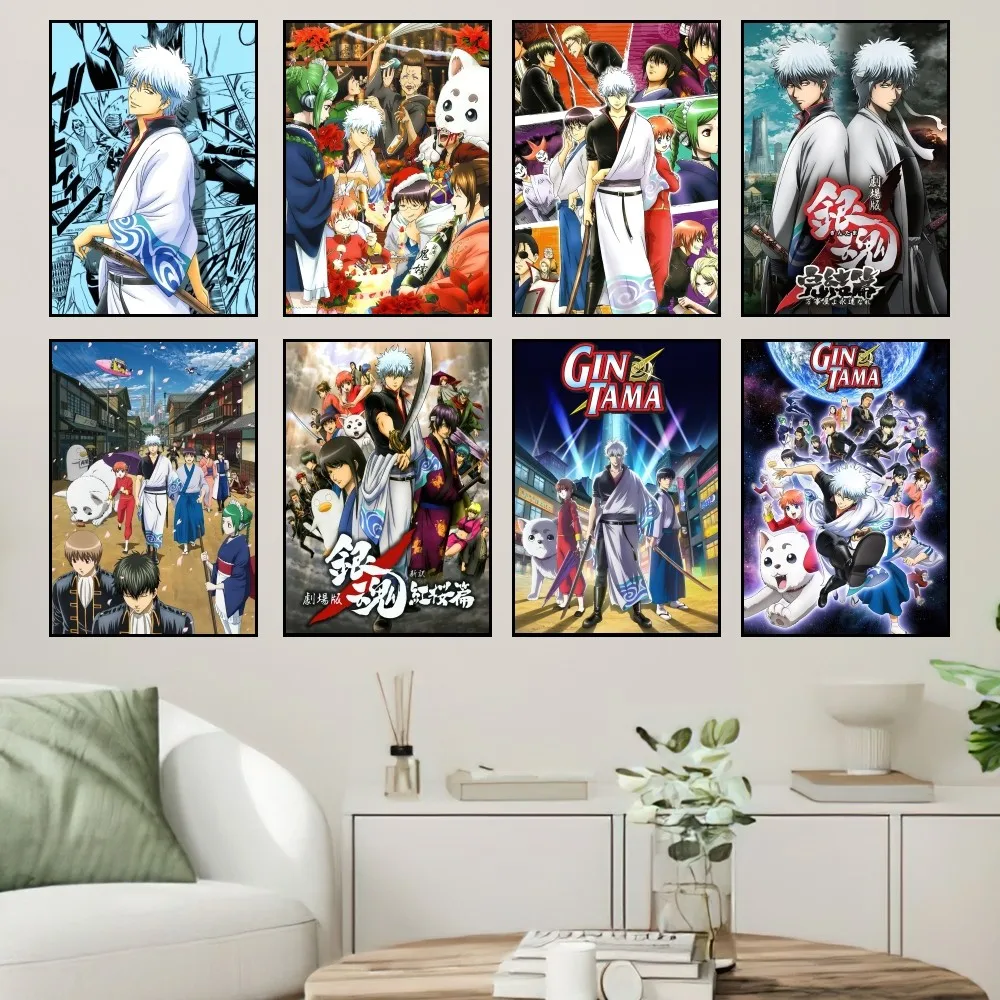 Anime Gin Tama Gintoki Sakata Poster Prints Wall Sticker Painting Bedroom Living Room Decoration Office Home Self Adhesive