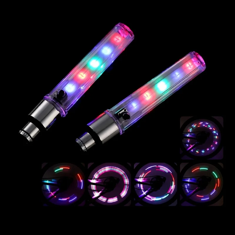 2Pcs Bicycle Lights LED Bike Wheel Luminous Fluorescent Tire Valve Light Cap Decor Neon Lamp Flash Cycle Accessories view 3