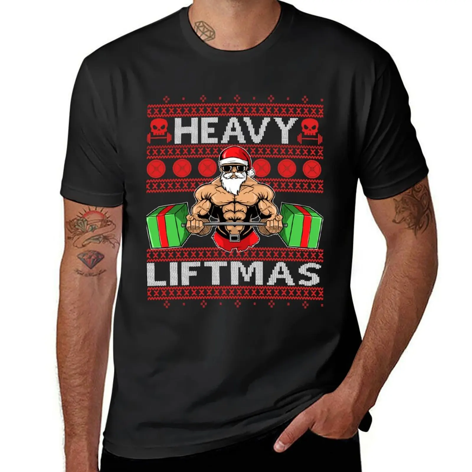 HEAVY LIFTMAS Xmas Ugly Christmas Gym Sweater Design T-Shirt boys animal print kawaii clothes mens graphic t-shirts