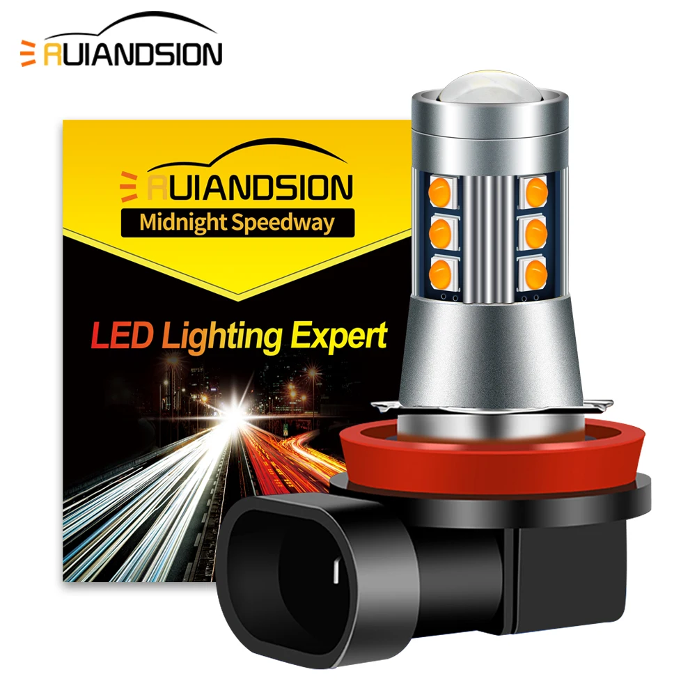 

Ruiandsion H7 LED Car Headlight Bulb 6.6W 1000LM H11 H3C Auto Driving Running Lamp PX26D 9014 Fog Light 10-30V Amber Yellow 2PCS
