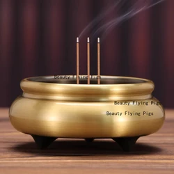 Home decoration accessories Copper incense burner ornaments Smooth incense burner Large edge furnace Home offerings 1pcs censer