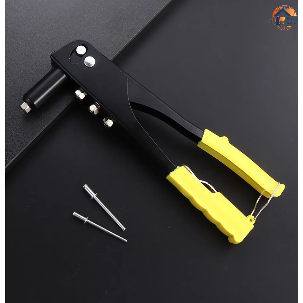 Pistola per rivetti Rivetti ciechi Kit di assortimento Utensili manuali Strumento per dadi per rivetti Pistola per rivetti per unghie piccola per uso domestico Pinze per chiodi da 10 pollici