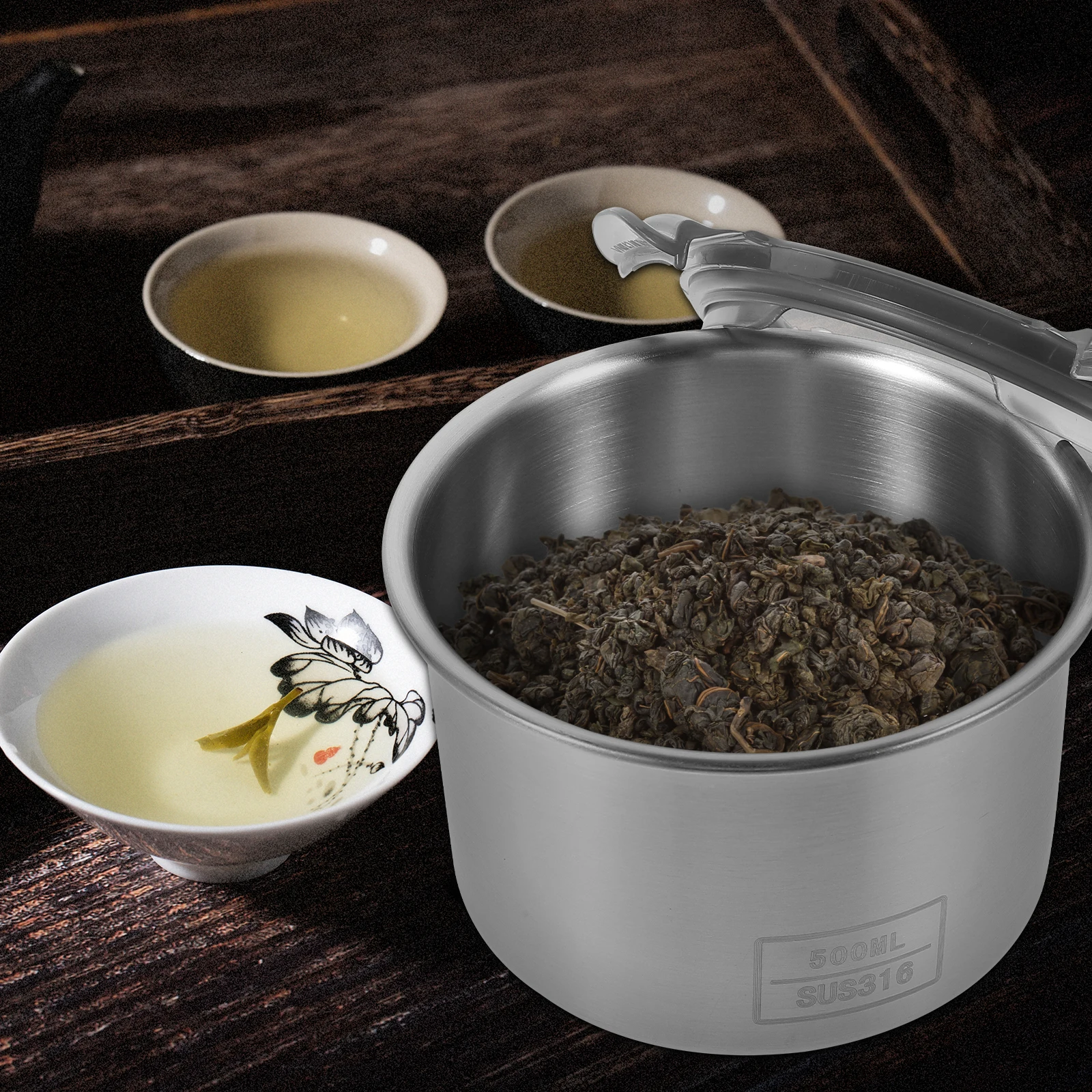

Stainless Steel Airtight Canisters 500ml Sealing Jar for Coffee Tea Kitchen Storage Containers Rice Flour Sugar Food