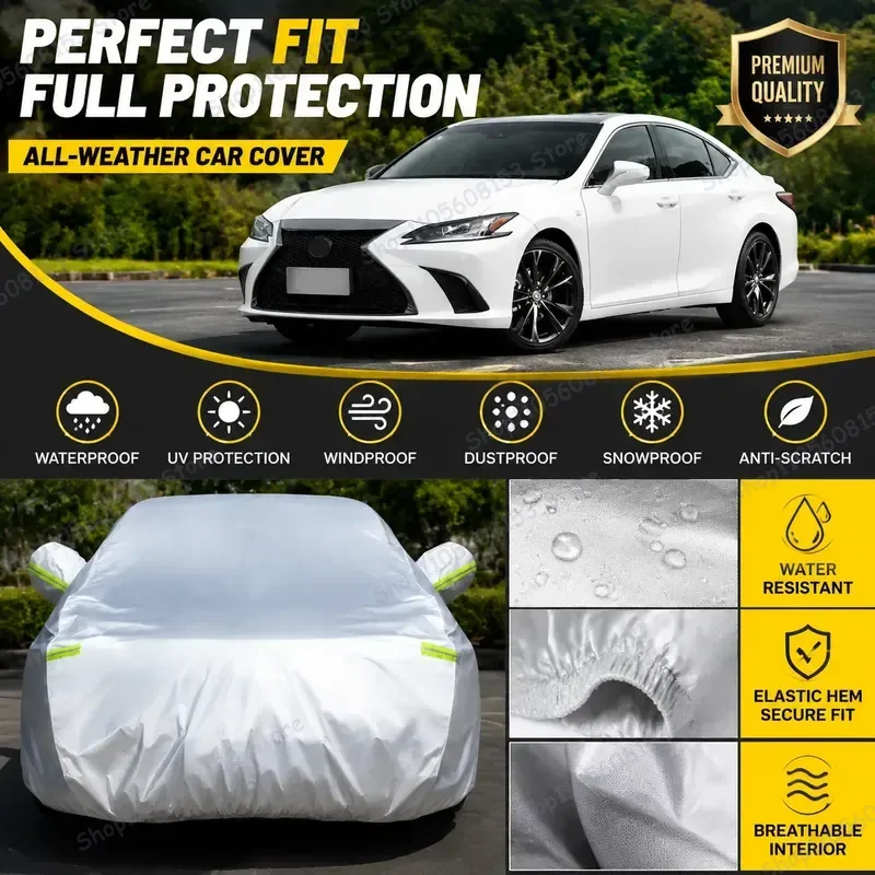 for Lexus ES200260300h Car Cover Full Coverage UV Protection Rain Shield Heat Insulation Universal Fit Outdoor Auto Cover