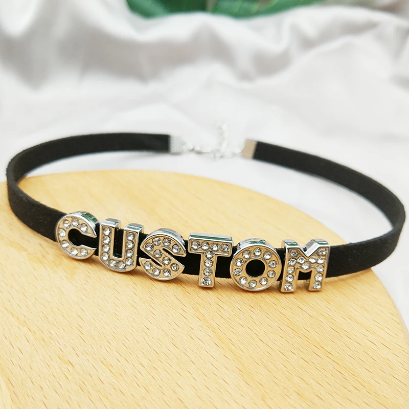 Custom Letters FEMBOY Choker Necklace Men Women DIY Customized Name Collar Suede Leather Cosplay Chocker Personalized Jewelry