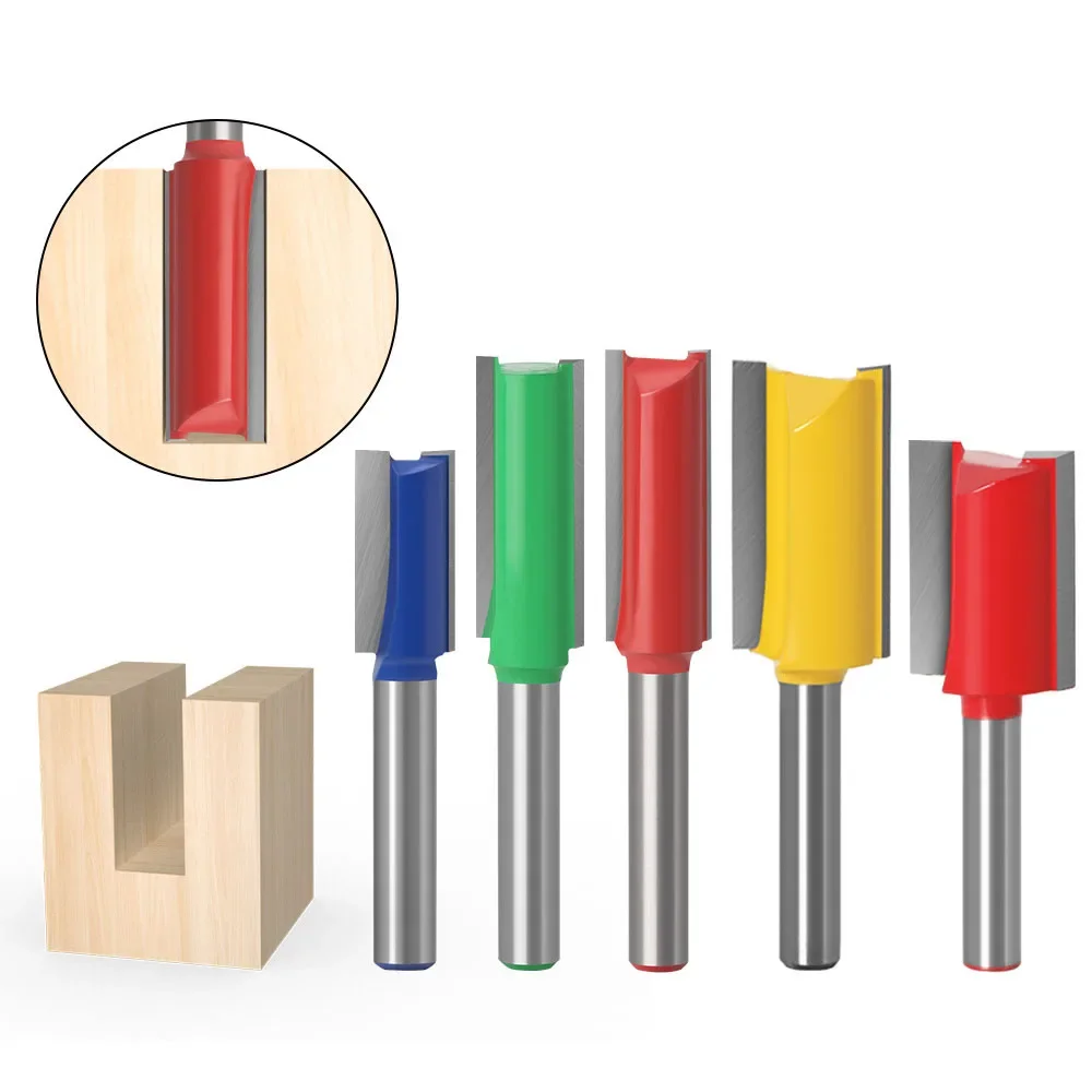 1 unidad de fresa de vástago de 1/4 ", 6,35 MM y 6MM, broca recta para tallado de madera, broca enrutadora de flauta doble individual de carburo de tungsteno, fresado de madera