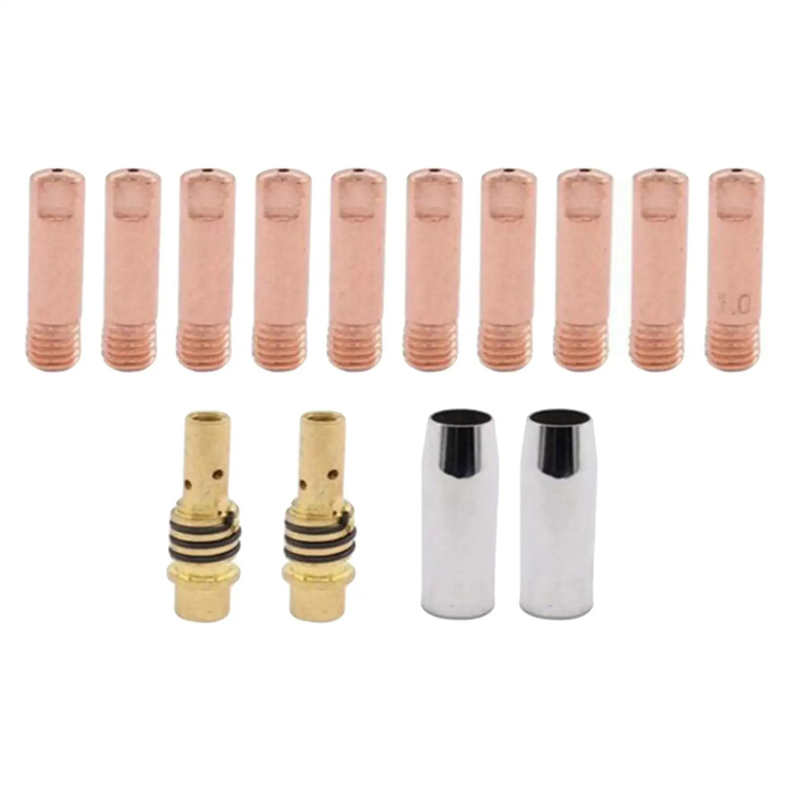Welding Torch Nozzle Set with Contact Tips and Tip Holders 14 Piece MIG Consumables for TIG 15AK MIG MAG Spare Parts