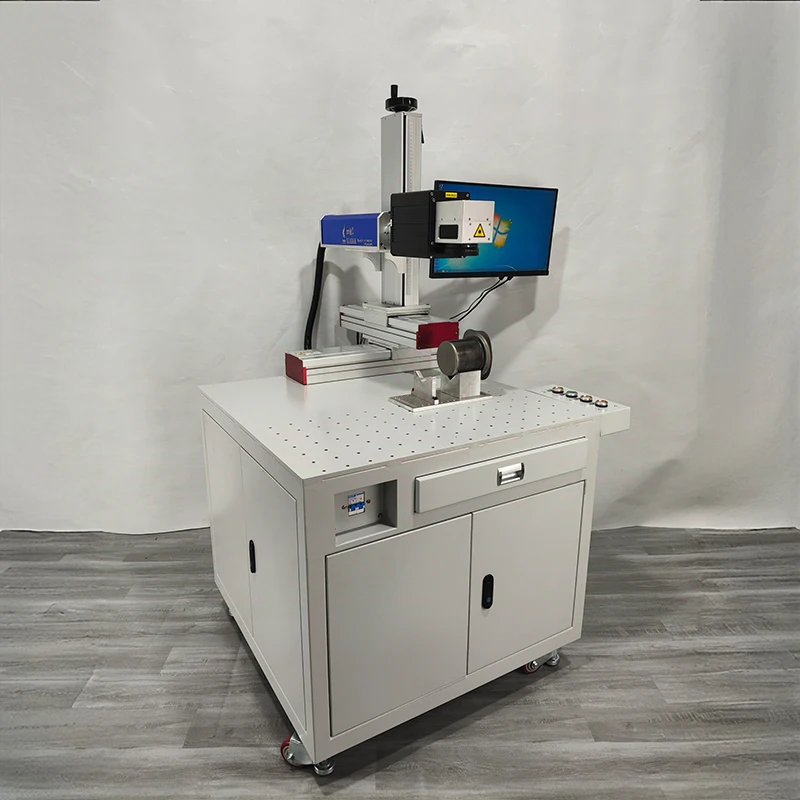 3D Galvo MOPA fiber marking machine with moving module 200W 300W 500W for numerical control of machined parts