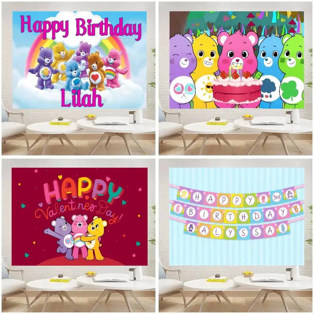Fotografie-Hintergründe für Kindergeburtstagsfeiern, Kinderporträts, Fotohintergründe, Care-Bears Love Rainbow Bear Anime