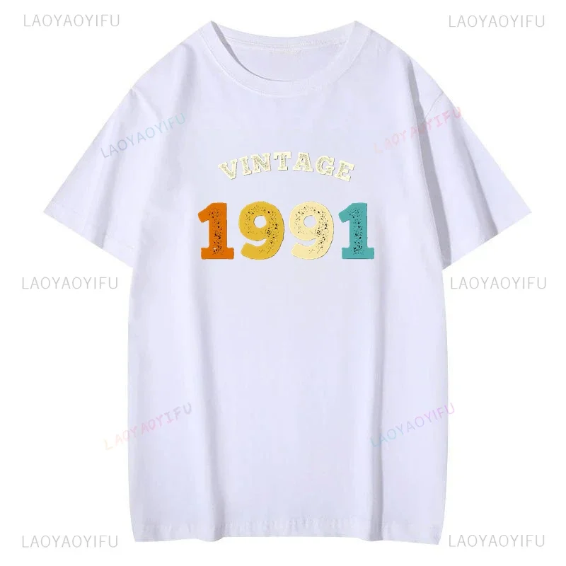 1991 Nostalgia for The Era of Youthful Vitality 33 Birthday Shirt 100% Cotton T-shirt, Unisex Classic Retro Fashion Casual Top