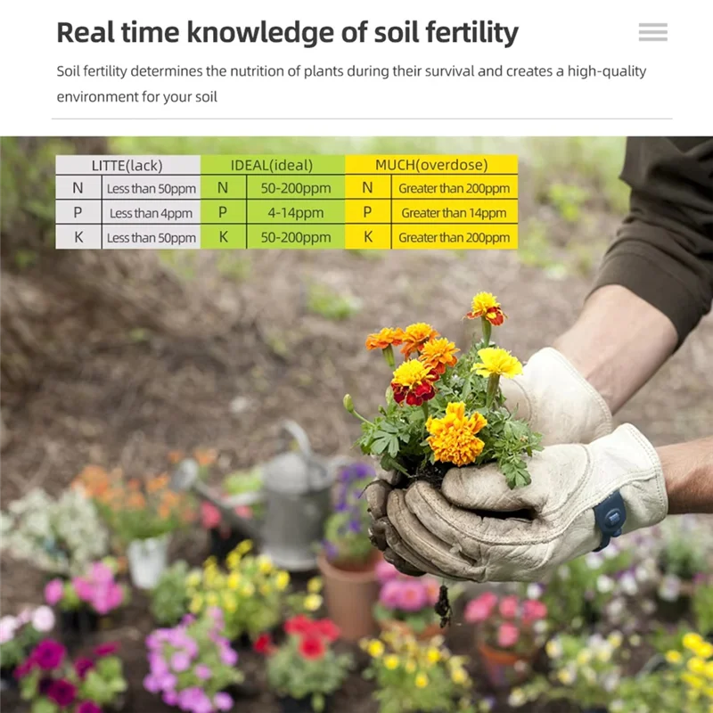 ABLN-3 In 1 Misuratore PH del Suolo Piante Sensore di Umidità Monitor di Umidità Giardino Domestico Fiore Analizzatore del Suolo Rilevatore di Acidità e Fertilità