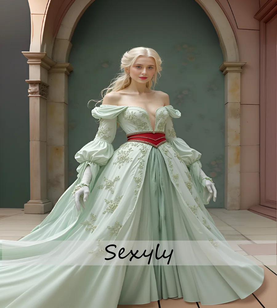 

Pastel Goth Green Evening Dress 2025 Witchy Ethereal Victorian Prom Dress Lace Medieval Duchess Formal Cosplay Dress Customized