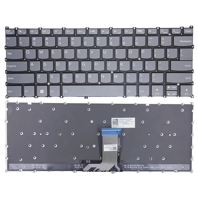 Gray Color For Lenovo Yoga 7 14 ARP8 Yoga 7 14 IRL8  Slim 5 14ABR8 New US Keyboard