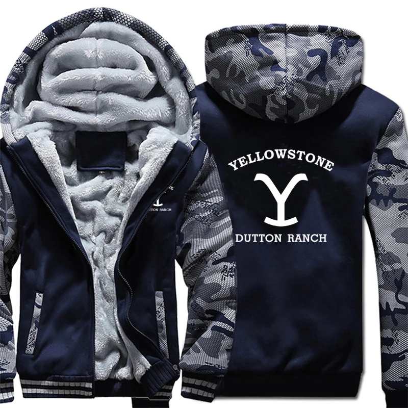 Yellowstone Dutton Ranch Hoodies Men Winter Coat Pullover Fleece Warm Yellowstone Jacket Sweatshirts