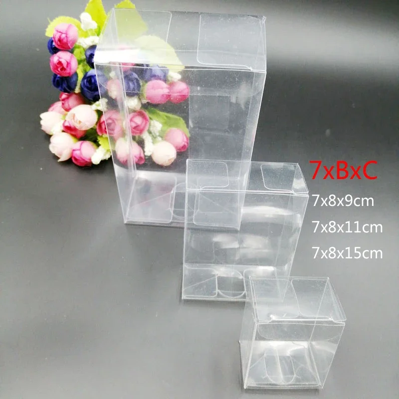 

50pcs 7xBxC Rectangle Transparent Storage Boxes Christmas Plastic Box Clear PVC Mini Gift Box Packaging Candy Wedding Gift Boxes