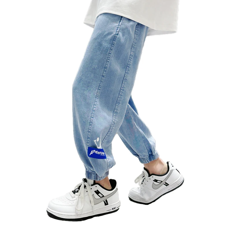 Elegant Children Summer Thin Jeans For Boys Casual Tencel Denim Pants Kids Teenager Anti Mosquito Proof Light Jeans Trousers