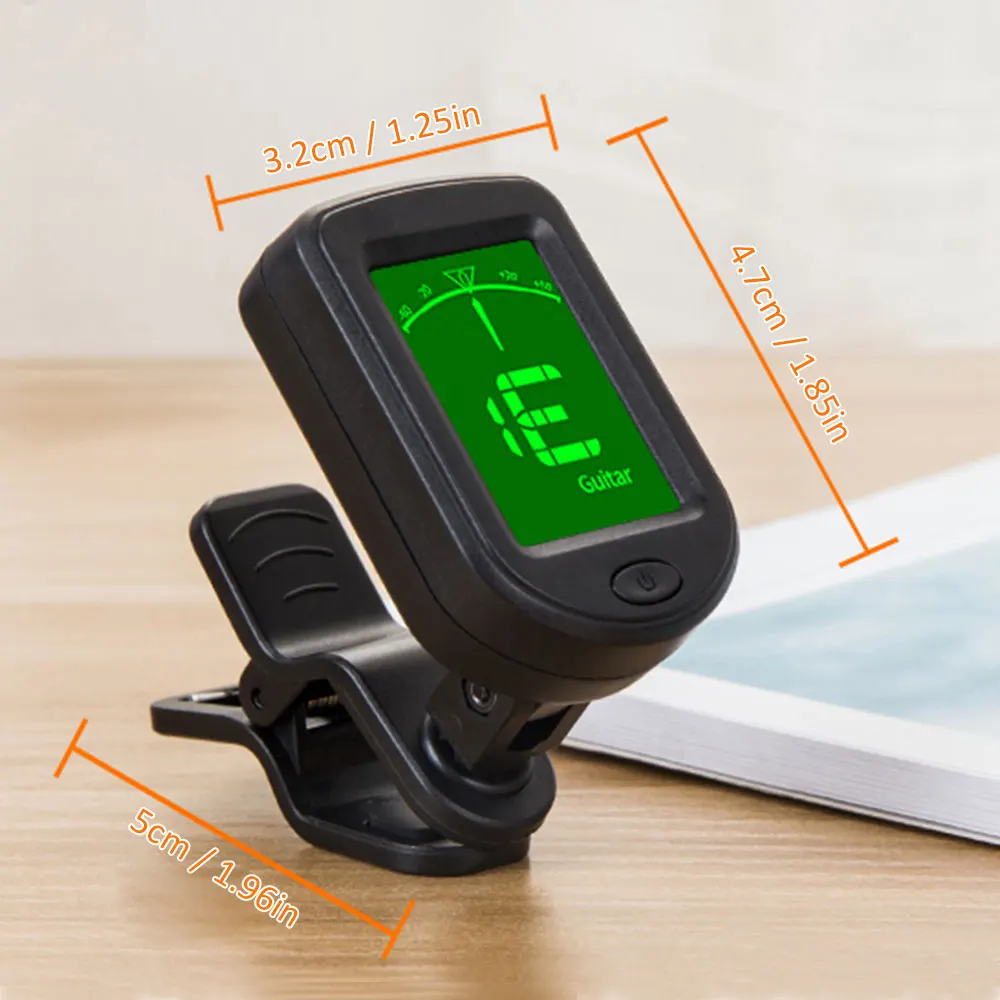 JT-02 Clip-On Electronic Guitar Tuner Digital Tone Tuner for Electric Bass Guitar Violin Ukulele Universal Rotatable Sensitive