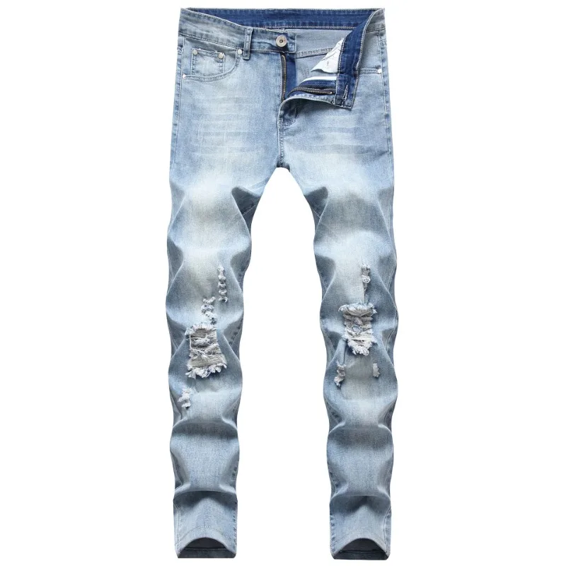 

Men's Fashion Jeans High Stretch Hole Slimming Personalized Jeans