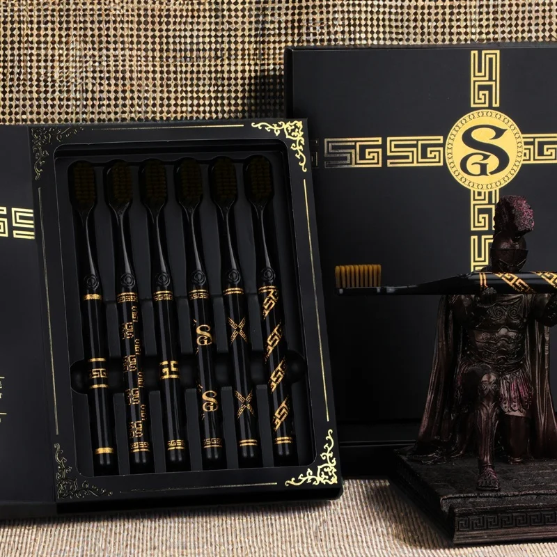 

6 шт./кор.; Роскошная зубная щетка с мягкой щетиной для защиты десен для эффективной очистки; Высококачественная мода для мужчин и женщин; Подходит