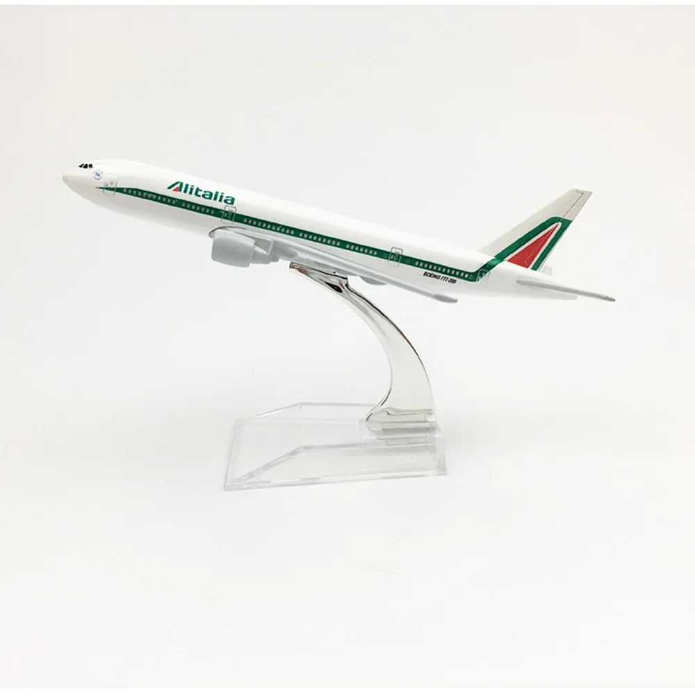 Aeronave de liga para crianças, Boeing 777, Alitalia Plane Toys, Decoração Presente, 16cm, B777, Escala 1:400