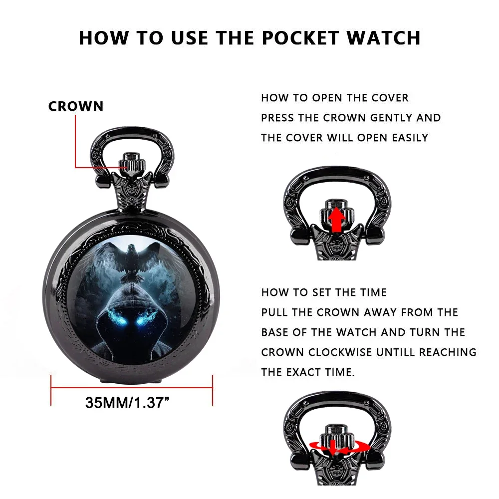 الظلام موضوع قبة ساعة جيب كوارتز الطلب العربي خمر الرجال النساء قلادة قلادة ساعة هدية مارشميلو Relojes دي Bolsillo