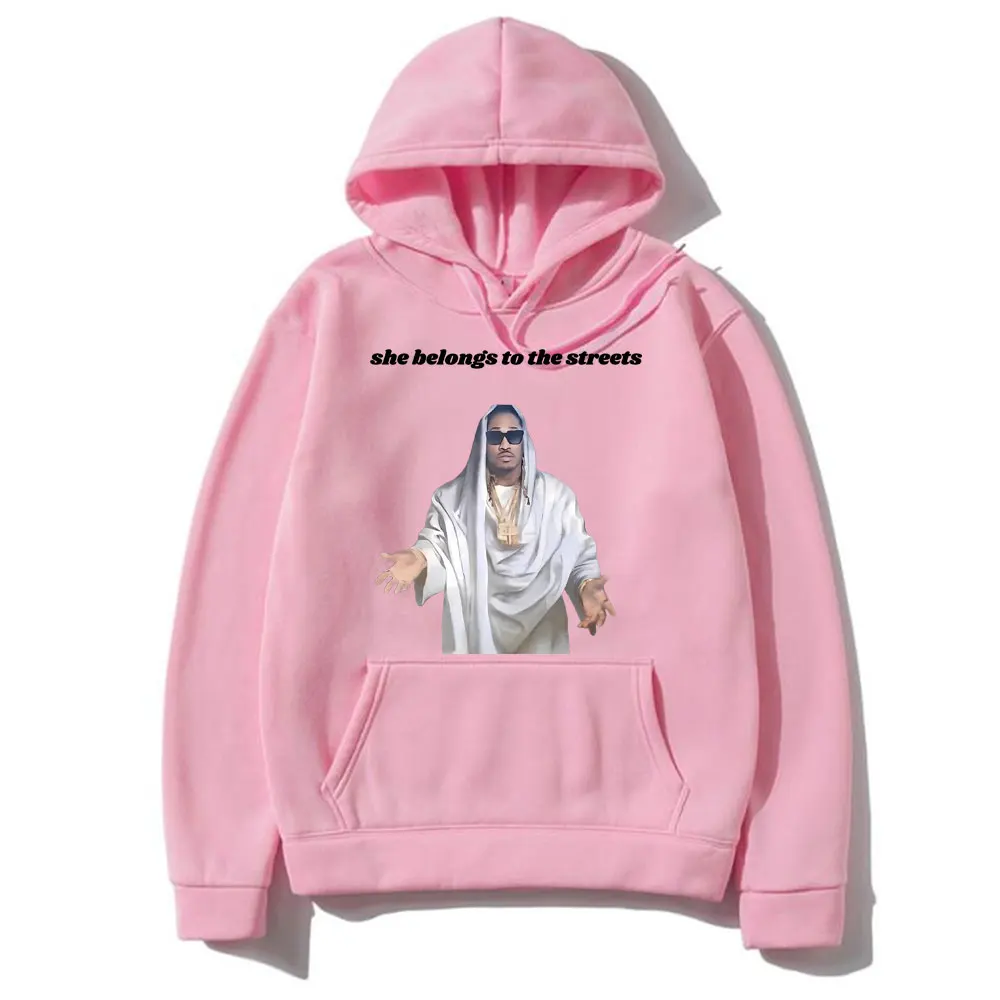 Fuuny Hip Hop Rapper Future She Belongs To The Streets Meme Hoodie Fun Future Jesus Graphic Hoodies Male Oversized Sweatshirt