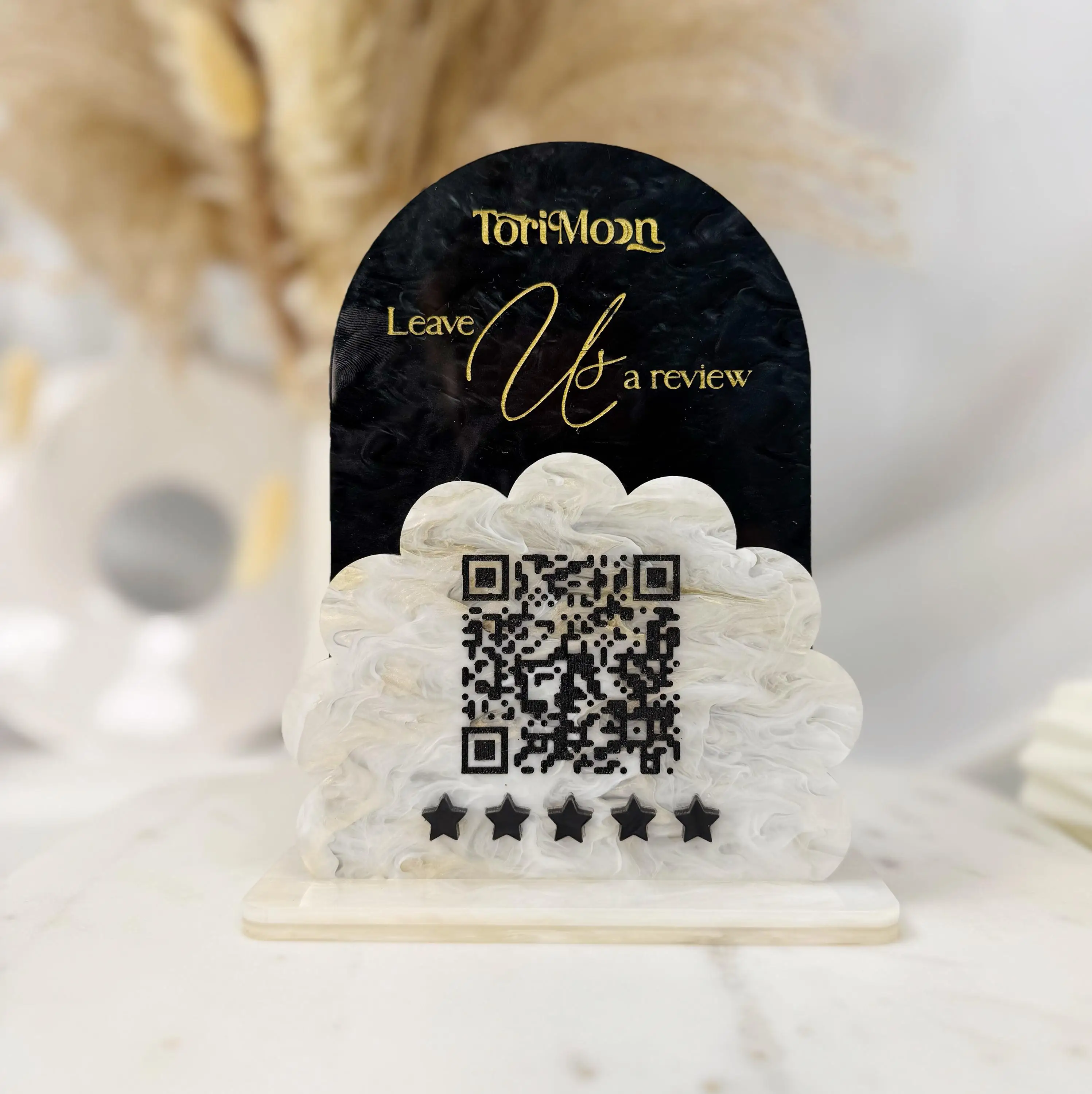 Custom QR Code Marketing Tool Wavy Acrylic Review Sign with Logo Boost Your Online Presence   Personalized Payment  Social Media