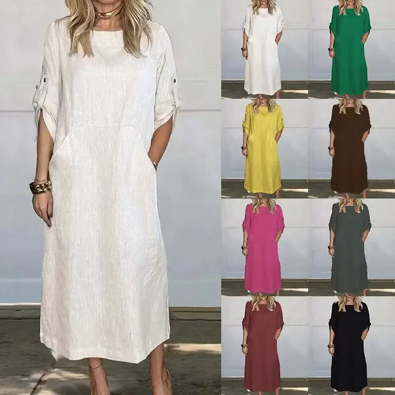 Muslim Women Casual Long Dress Jalabiya Ramadan Abaya Morocco Solid Dresses Dubai Abayas Kaftan Islam Arabic Robe Vestidos