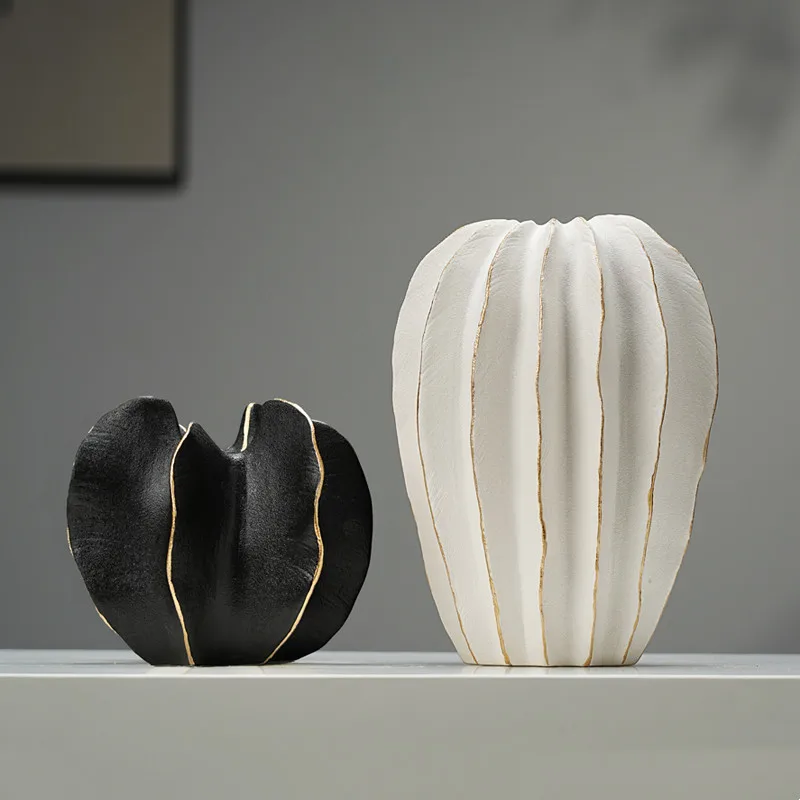 Keramik vase, unregelmäßiges Karambola-Blumen arrangement, Blütenblatt-Vase mit Korallen wellenmuster, Kunst handwerk, dekorative Ornamente