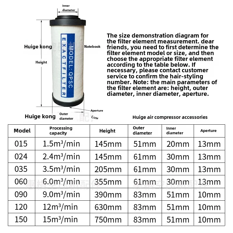 1pcs Compressed air precision filter filter element 015 024 035 060 090 QPS air compressor filter element image 2