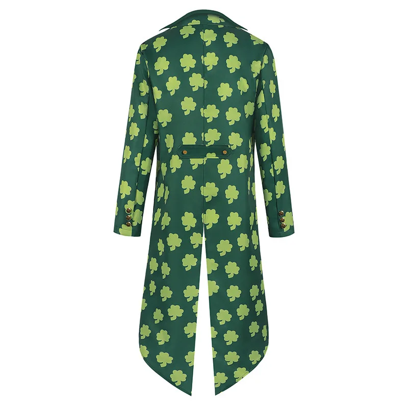 2025 Spring/Fall Irish Party Four-Leaf Clover Tuxedo  for Men with Hat,Halloween Irish Festival Printed Tailcoat,Ireland Costume - view 3