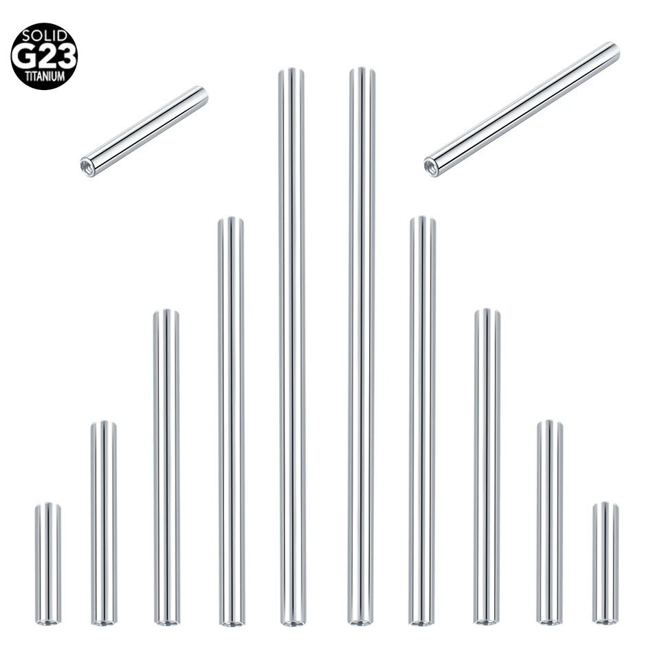 10PC 6-35mm Implant Grade Titanium Internally Threaded Push In Barbell Pins Replacement  Barbell Tongue Industrial Bar Pierc