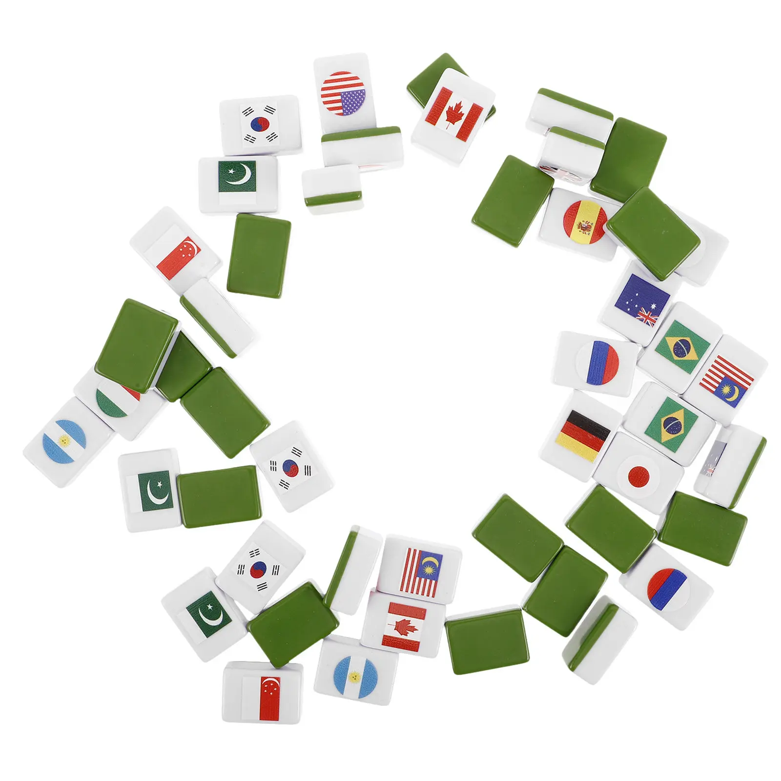 

48Pcs National Flag Mahjong Set Game for Family Gatherings Vacations Party Escape Theme Fun Activity