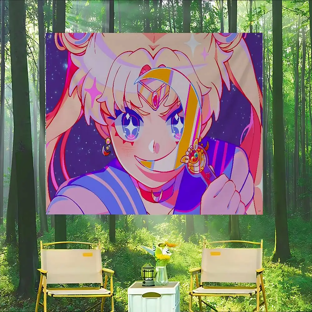 

Anime R-Role S-Sailor M-Moon Cartoon Flag Wall Hanging Banner Decoration Household Home Decor
