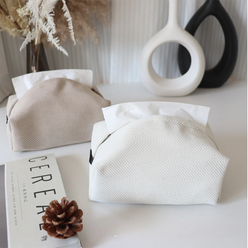 กล่องทิชชู่ศิลปะนอร์ดิกที่เรียบง่ายสีทึบผ้ากำมะหยี่นุ่มตกแต่งบ้านร้านอาหารผ้าขนหนูกระดาษชั้นเก็บของตรงกับทุกชุด