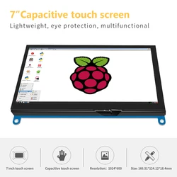 Moniteur tactile portable HDMI, écran LCD TFT, moniteur de jeu pour PC Raspberry Pi 5, compatible inferface pour ordinateur portable, 7 pouces, 1024 × 600