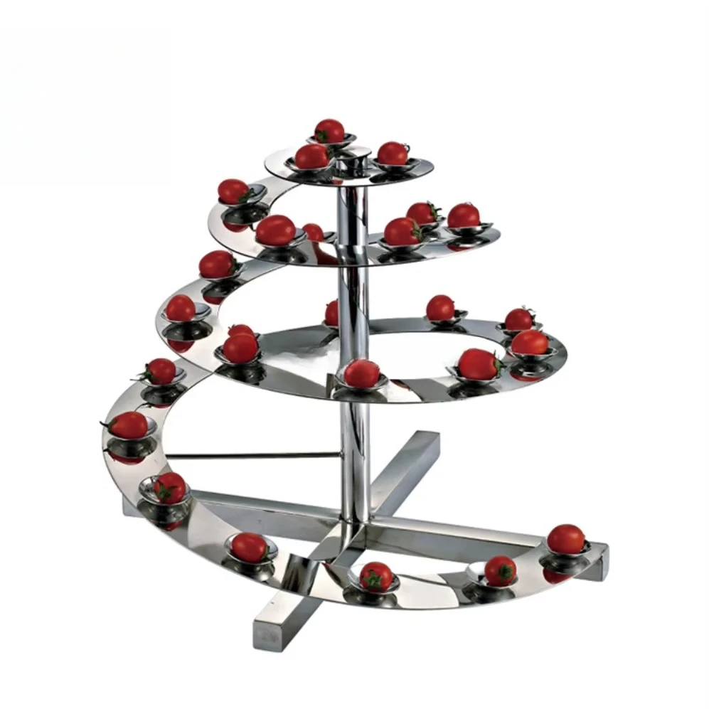 Fancy Wedding Decoration Silver Fruit Cupcake Afternoon Tea Rack Food Display Rack 3rd Floor Dessert Table