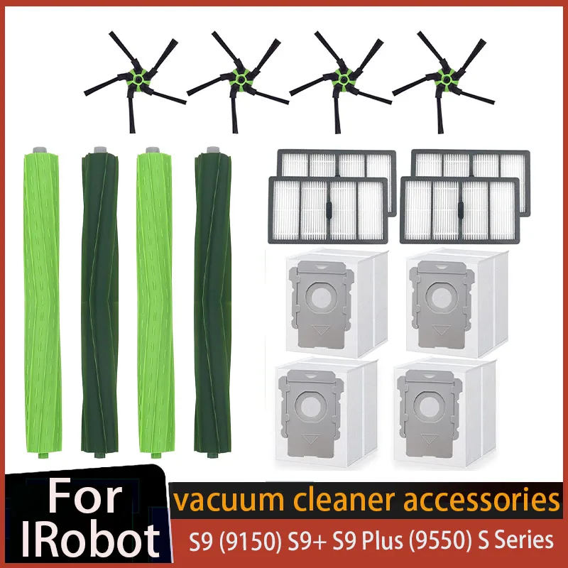 Main Roll Side Brush Dust Bag For iRobot Roomba S9 (9150) S9+ S9 Plus (9550) S Series Robot Vacuum Cleaner Hepa Filter Accessor