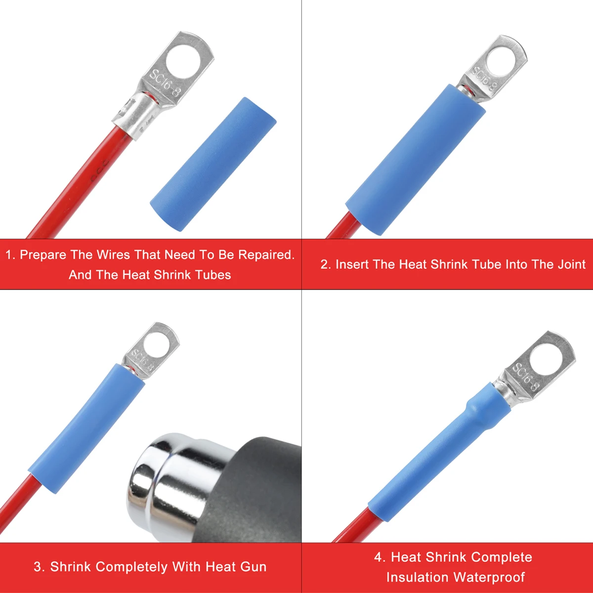 164PCS 2:1 Heat Shrink Tube Kit Shrinking Assorted PE Insulation For Wire Cable