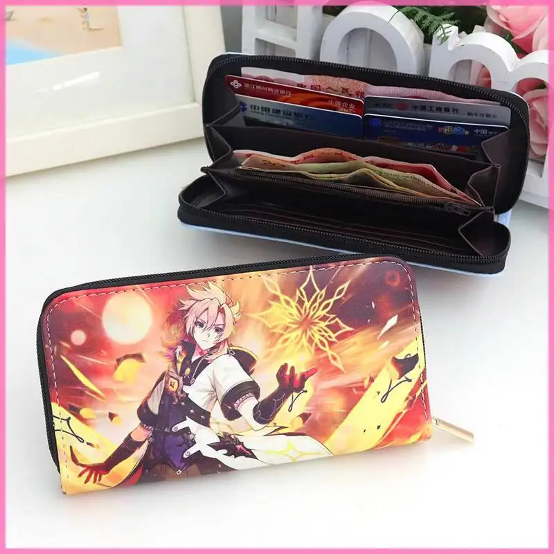 Anime Peripheral Genshin Boys Girls Long Zipper Large Capacity Cartoon Children Wallet Ani