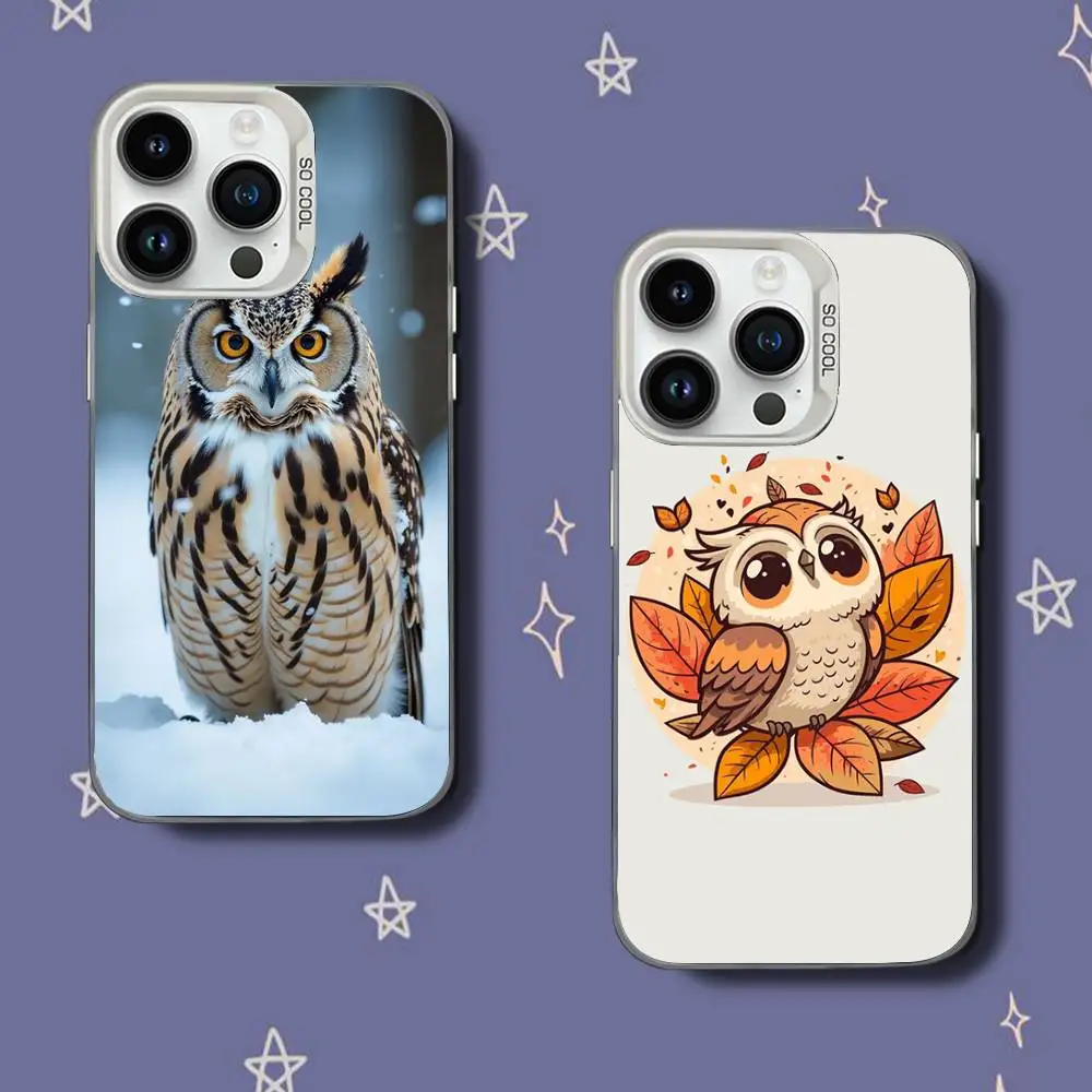 

Cute C-Colorful O-Owl Bird Phone Case For iPhone 17,16,15,14,13,12,11,Pro,XS,Max,Plus,Mini,SE White Candy Matte Shockproof Cover