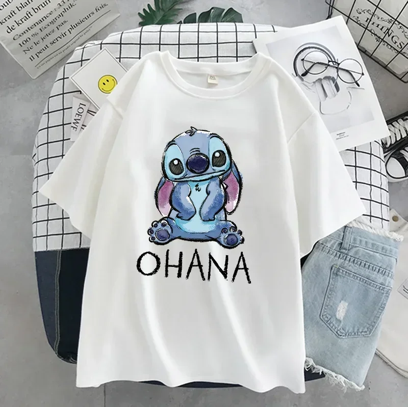 Stitch T-shirt Ladies Cartoon Top T-shirt Fashion Men Women with The Same White T-shirt Tops Y2K Shirt Gothic