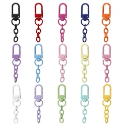 10pcs/lot Keyring Lobster Clasp Spring Buckle With Chains Colored Keychains For DIY Jewelry Making Key Ring Hooks Bags Buckle