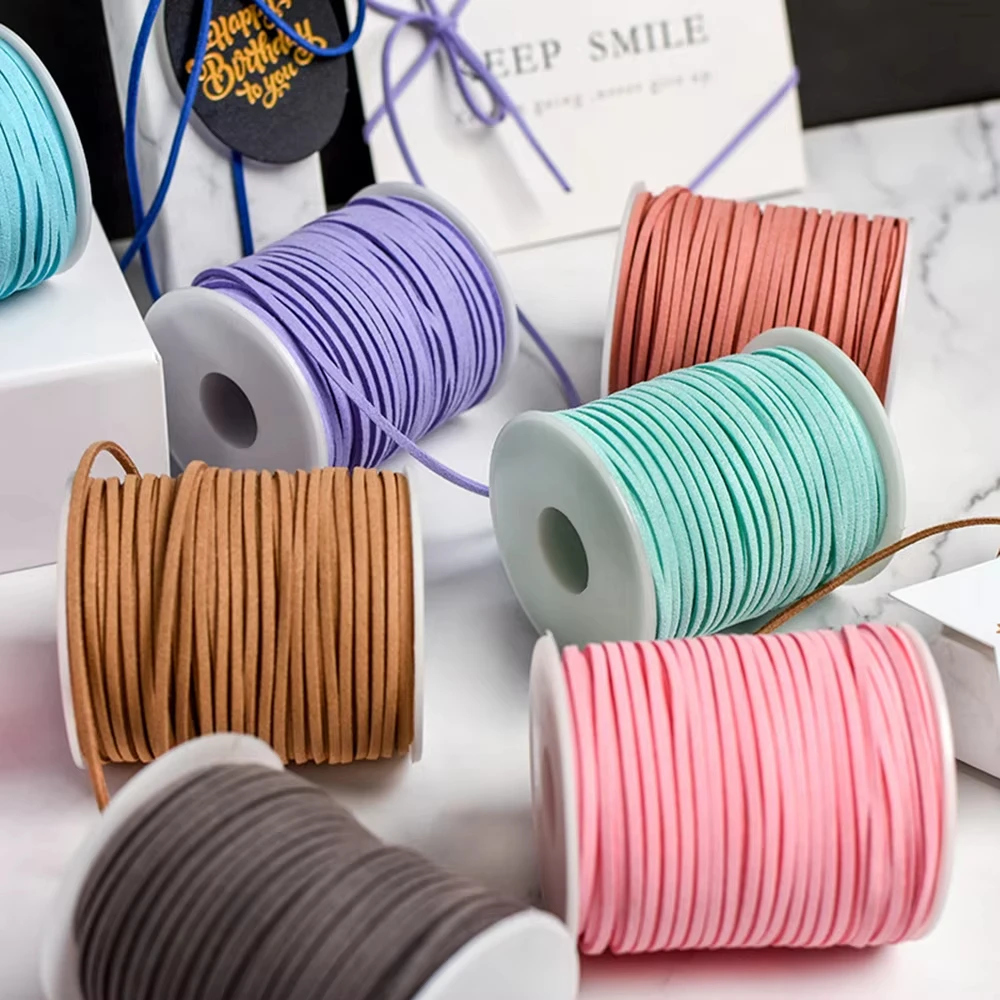 50 Yards Kunstwildleder-Lederband, Lederstreifen, Lederbänder, handgefertigter Faden für Halsketten, DIY-Schmuckherstellungszubehör