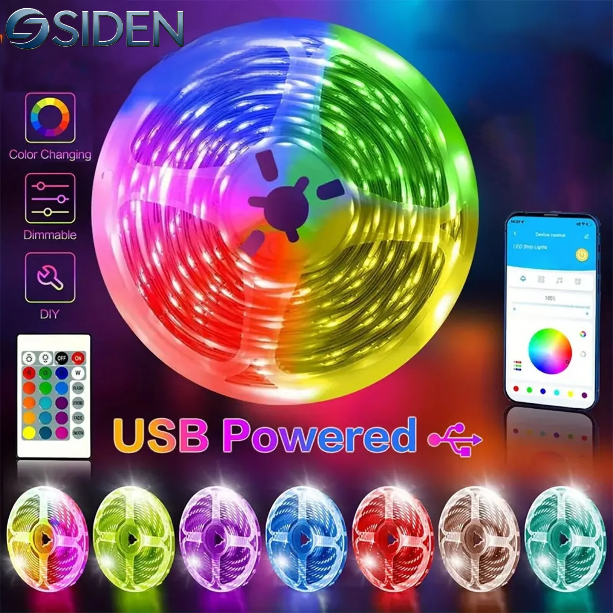 1-30M USB 5V LED Strip Lights With Bluetooth 24Keys Remote Control RGB Flexible Lamp Diode Tape For Room Decoration TV Backlight