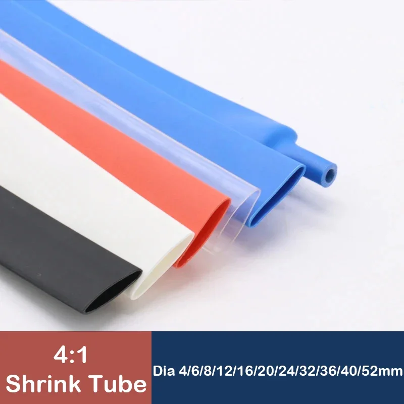 

4:1 Heat shrink tube with glue inner diameter 4~52mm Double layer sleeve to protect the wire cable wrap 1M