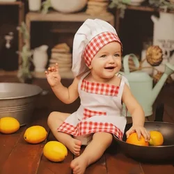 Baby Chef Photo Props Costume Baby Baker Hat and Apron Photography Props Set Baby Girl Clothes  Baby Boy Clothes