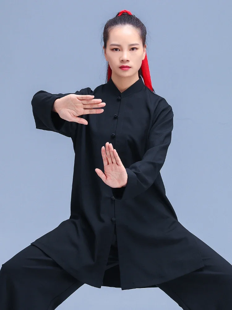 Linen Blend Breathable Kung Fu Tai Chi Clothing Martial Arts Clothes Taijiquan Wushu Uniform Chinese Style 2022 New Style Black